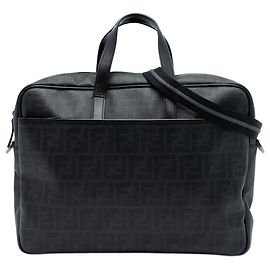 Fendi Black Zucca Coated Canvas Business Bag Black