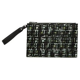 Fendi Schwarze FF 1974 Nylon Camouflage Handgelenktasche Schwarz