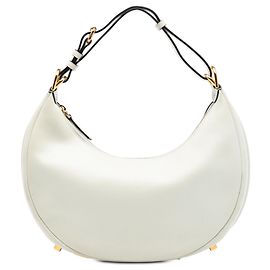 Fendi Pequena Bolsa Hobo de Couro Branco Fendigraphy Branco