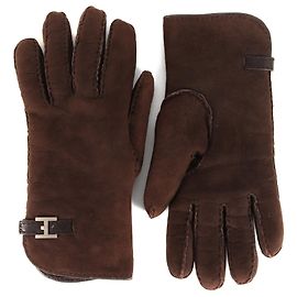 Luvas de couro Mouton marrons para homem K4714 da Hermès Marrom
