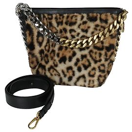 Stella Mc Cartney Borsa a secchiello Frayme in pelliccia ecologica leopardata Stella McCartney Multicolore