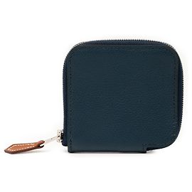 Porta-moedas compacto em seda Evercolor da Hermès Azul