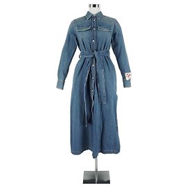 Robe chemise en denim bleu long Golden Goose Bleu