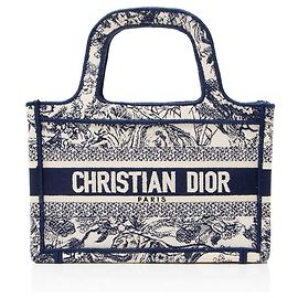 Mini Tote Book Toile De Jouy Dior Blu