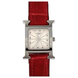 Relógio H da Hermès em aço inoxidável com quartzo Prata