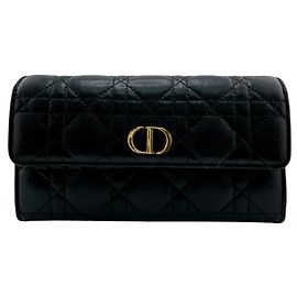 Christian Dior Dior Lady Cannage Long Wallet Black