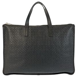 Serviette en cuir noir Loewe Noir