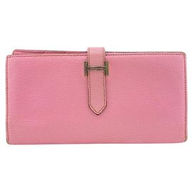 Hermès Hermes Bearn Soufflet Long Wallet Pink