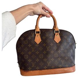 Louis Vuitton Alma Handbag Brown Leather Brown