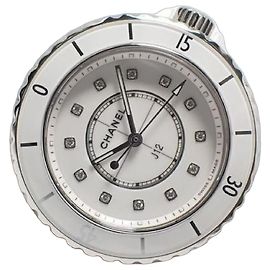CHANEL J12 33 MM quartz white ceramic 12P diamond index '23 Mens Silvery