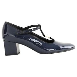 Céline Blaue Lacklederabsätze Blau