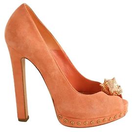 Escarpins Alexander McQueen en daim orange taille 35 Orange