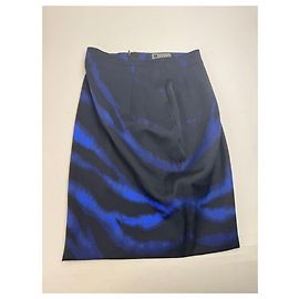 Gonna in lana Lana leopardata vintage Gianni Versace nera e blu 38/M Nero