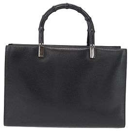 Gucci Vintage Bamboo Handle Bag Leather Small Black