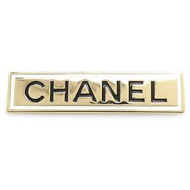 Broche de esmalte e metal Chanel Preto Branco Dourado