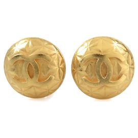 Boucles d'oreilles en métal doré Chanel Coco Mark Doré