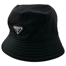 Prada Re-Nylon Triangle Bucket Hat Black
