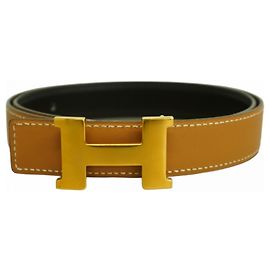 Ceinture Constance Hermès en Vache Box Noir Noir