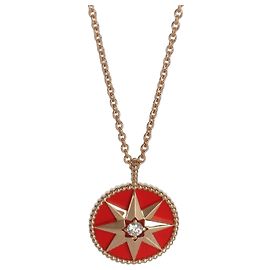 Christian Dior Rose Gold Carnelian & Diamond Medium Model Rose Des Vents Pendant Other