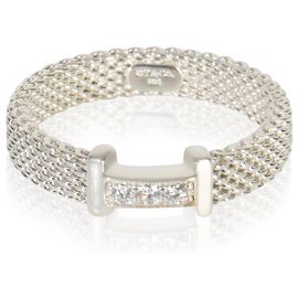Tiffany & Co. Sterling Silber Diamant Somerset Mesh Ring Andere