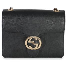Borsa Small Interlocking G in pelle di vitello nera Gucci Nero