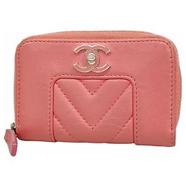 Monedero de piel de cordero rosa Chanel Mademoiselle Rosa