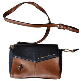 Autre Marque Borsa a Spalla MUGLER Bicolore in Pelle Marrone e Nera Marrone Nero