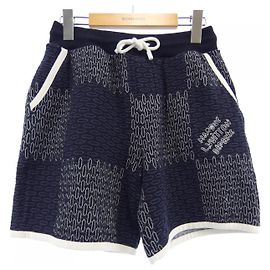 Bermuda de algodão matelassado Damier Louis Vuitton Azul Azul marinho