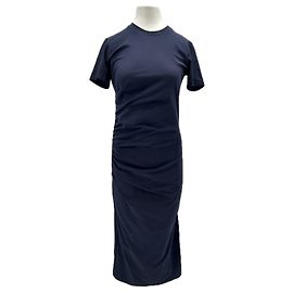 Vestido drapeado de algodão azul marinho Frame Denim S Azul marinho