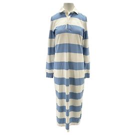 Polo Ralph Lauren Vestido largo polo a rayas azul y blanco Azul