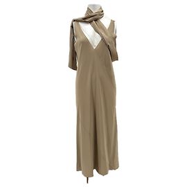 Cos Vestido de seda fluido assimétrico marrom Marrom