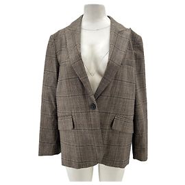 Ba&Sh Blazer xadrez com lã Marrom