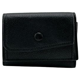 Valextra Black Calfskin Tri-Fold Wallet Black