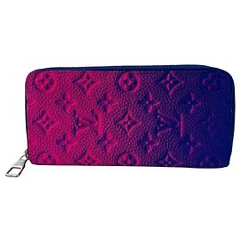 Louis Vuitton Zippy Geldbörse aus blauer Taurillon-Leder Pink Blau