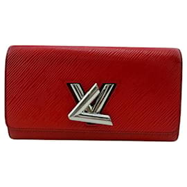 Cartera larga de cuero Epi Louis Vuitton Roja