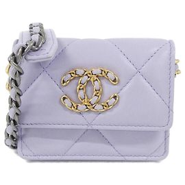 Chanel 19 Line AP2409 Business Card Case Purple
