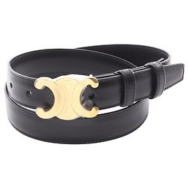 Céline Celine Triomphe Leather Belt Black
