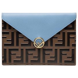 Clutch busta in pelle goffrata Zucca marrone Fendi Marrone