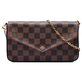 Pochette Felicie Damier Ebene Marrom Louis Vuitton Marrom