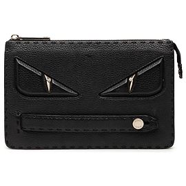 Fendi Black Leather Selleria Monster Clutch Black