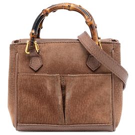 Bolsa mini de camurça marrom Gucci com bambu Marrom