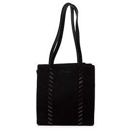 Saint Laurent Black Suede Stitch Tote Black