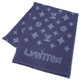 Herren-Schal aus Navy-Wolle Monogram Blast von Louis Vuitton Blau Marineblau