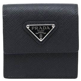 Prada Triangle Logo Plate Small Accessory Pouch Black