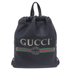 Gucci Black Leather Backpack Black