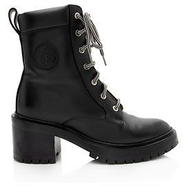 Hermès Hermes Calfskin Embossed Bridge Combat Boots - Size 7.5 / 37.5 Black