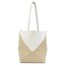 Bolso Tote Plegable Loewe Puzzle de Cuero de Ternera Blanco