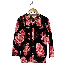 Cárdigan de encaje con estampado floral Kate Spade New York Negro Rosa