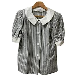 Camicia in seta a righe Givenchy Bianco Grigio