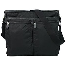 Sac messager à zip à double poche Tessuto moyen Prada Noir